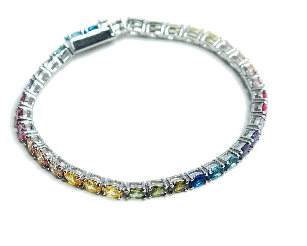 Rainbow Oval Tennis Bracelet